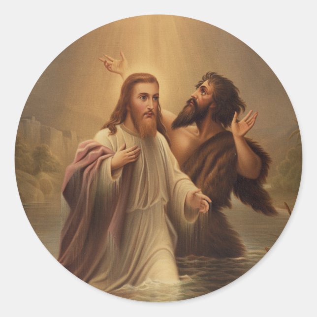 Die Taufe Christi von James Fuller Königin 1873 Runder Aufkleber (Vorderseite)