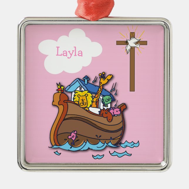 Die Taufe der Arche Noahs, Girl Pink Ornament Aus Metall (Vorne)