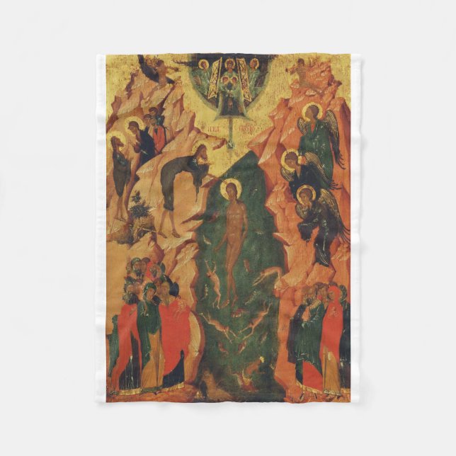 Die Taufe Jesu Christi Byzantinische Ikone Fleecedecke (Vorderseite)