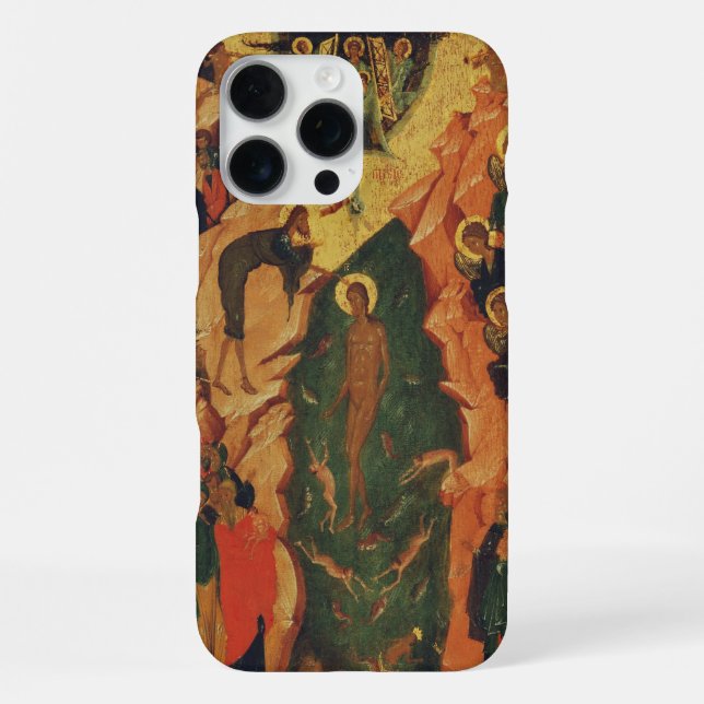 Die Taufe Jesu Christi Byzantinische Ikone iPhone 16 Pro Max Hülle (Rückseite)