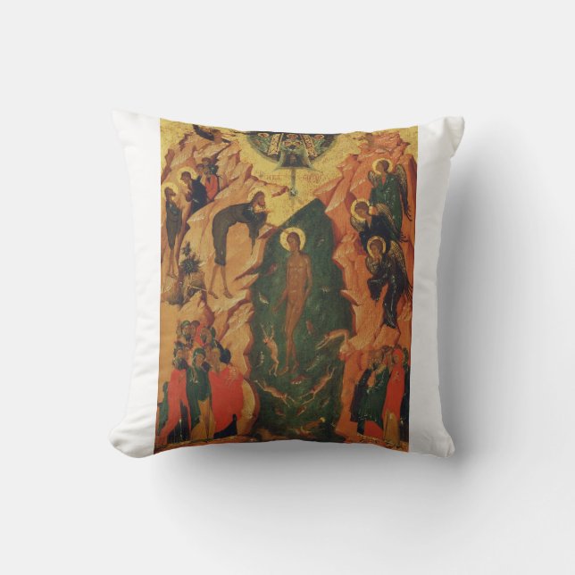 Die Taufe Jesu Christi Byzantinische Ikone Kissen (Vorderseite)
