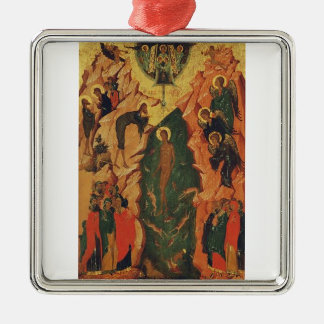 Die Taufe Jesu Christi Byzantinische Ikone Ornament Aus Metall (Vorne)