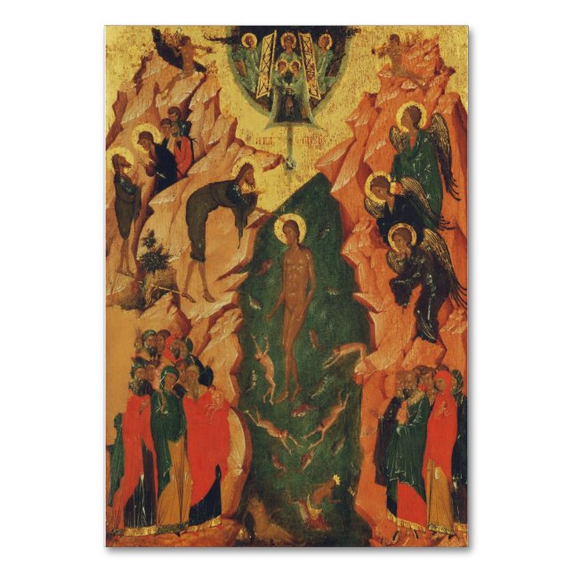 Die Taufe Jesu Christi Byzantinische Ikone Tischnummer (Vorderseite)