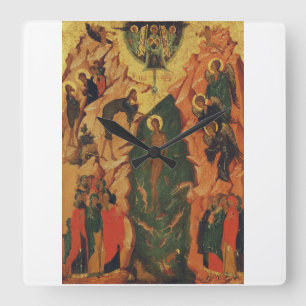 Die Taufe Jesu Christi byzantinisches Ikon Quadratische Wanduhr