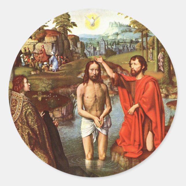 Die Taufe Jesu von Meistern gemalt Runder Aufkleber (Vorderseite)