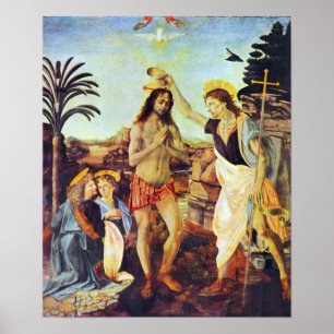 Die Taufe von Christus durch Leonardo da Vinci Poster