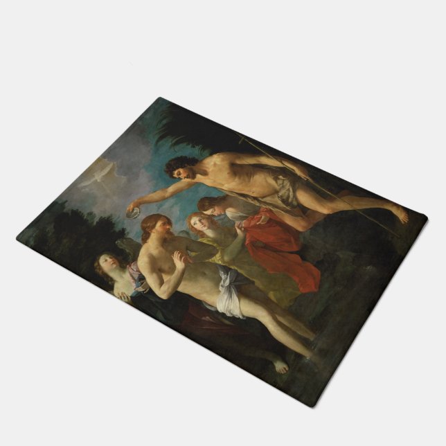 "Die Taufe von Christus" Kunst-Bodenmatte Fußmatte (Schrägansicht)