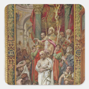 Die Taufe von Clovis I Quadratischer Aufkleber