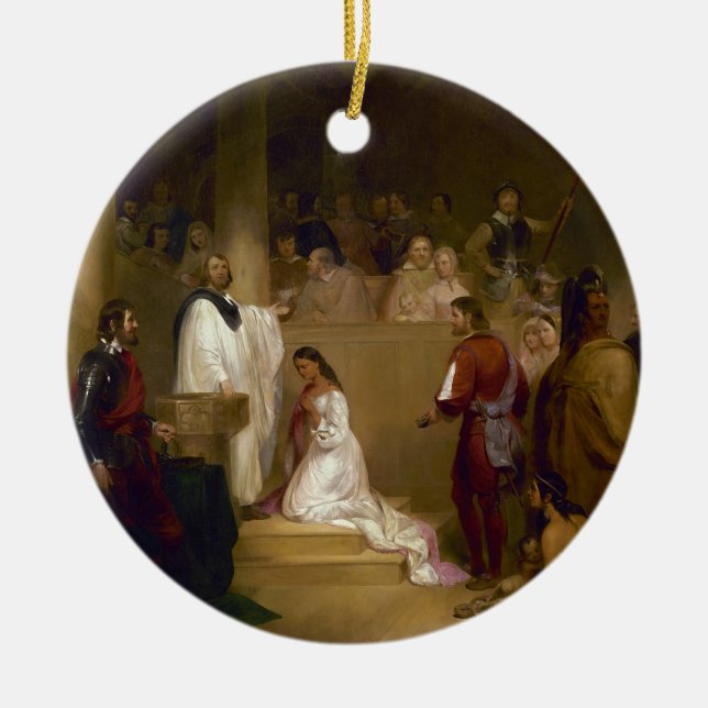 Die Taufe von Pocahontas durch ambulanten Händler Keramikornament (Vorne)