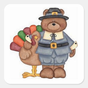 Die Teddybär-Pilger und Türkei Quadratischer Aufkleber