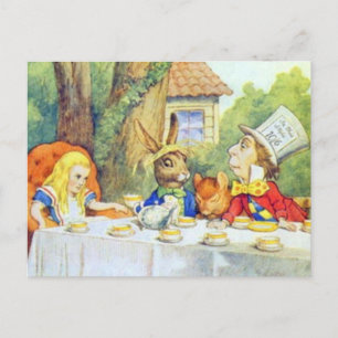 Die Teeparty der verrückten Hutmacher in voller Fa Postkarte