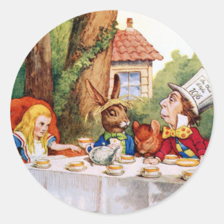 Die Teeparty des verrückten Hutmachers in Wonderla Runder Aufkleber