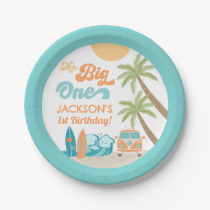 Die Teller des Big One Surf's Up Birthday Party