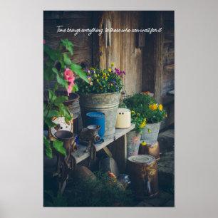 Die Terrasse des Landhauses ist mit lebendigen Sti Poster