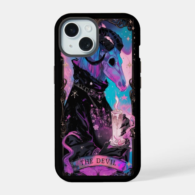 Die Teufel-Tarotkarte Hexen-Vibes iPhone-Hülle iPhone 15 Hülle (Rückseite)