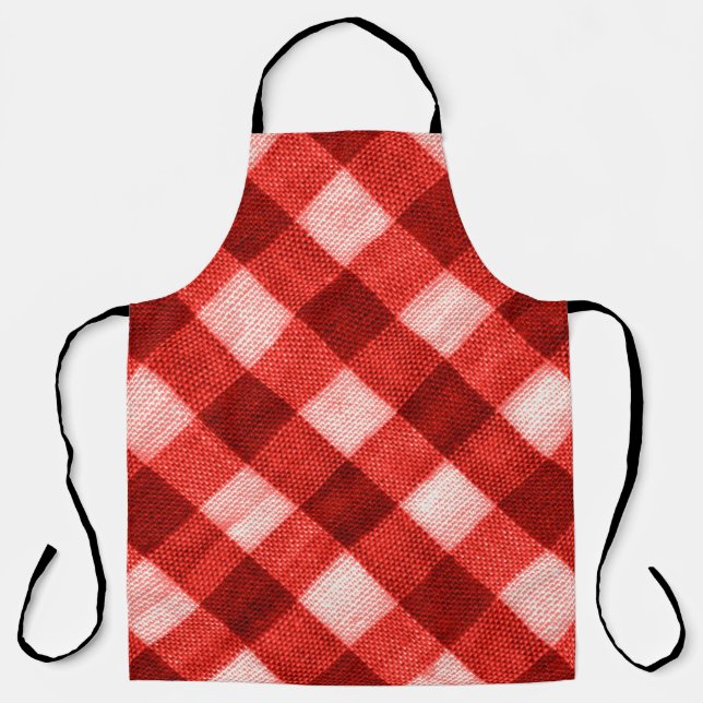 Die Textur des hellen Rotes des Binding Gingham f Schürze (Vorderseite)