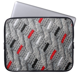 die Textur des Strickstoffes mit gestreiftem p Laptopschutzhülle