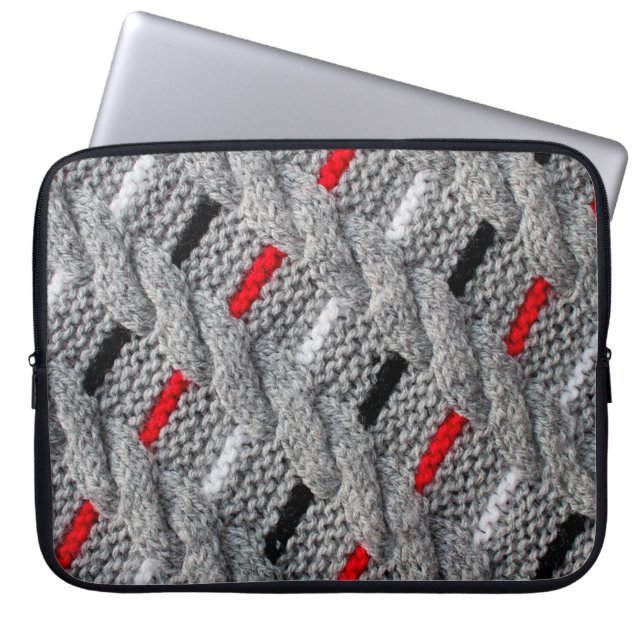 die Textur des Strickstoffes mit gestreiftem p Laptopschutzhülle (Vorderseite)