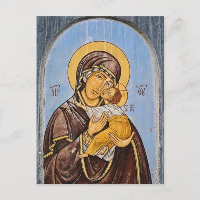 Die Theotokos und das Christ Child Icon Postkarte (Vorderseite)