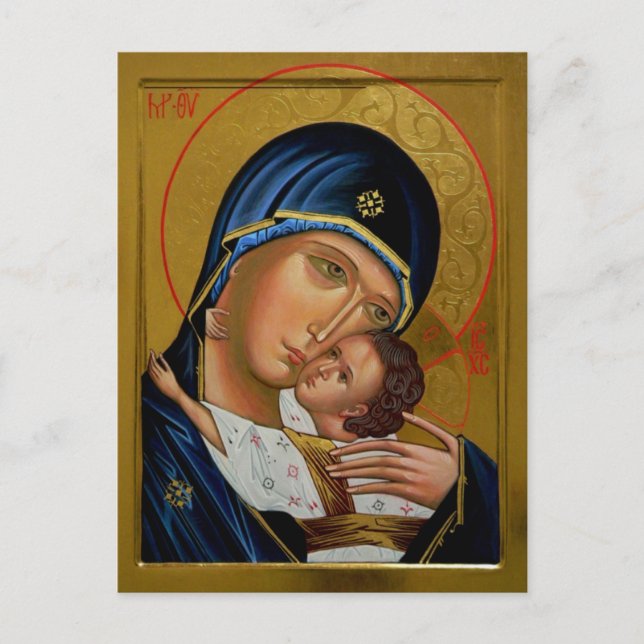 Die Theotokos und das christlich-orthodoxe Kind Ch Postkarte (Vorderseite)