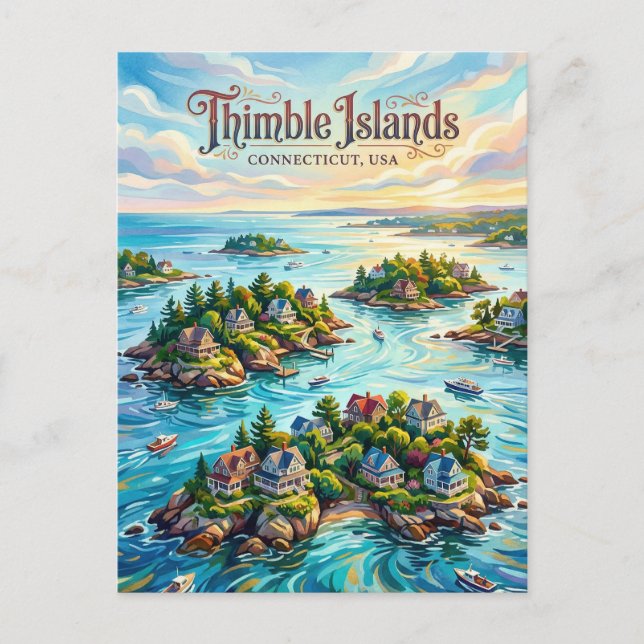 Die Thimble Islands Connecticut Postkarte (Vorderseite)