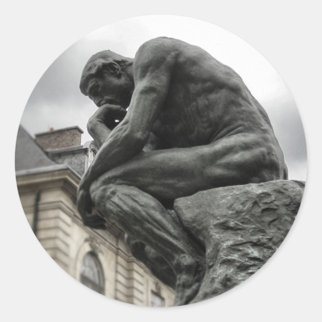 Die Thinker Rodin Paris-Skulptur Runder Aufkleber (Vorderseite)