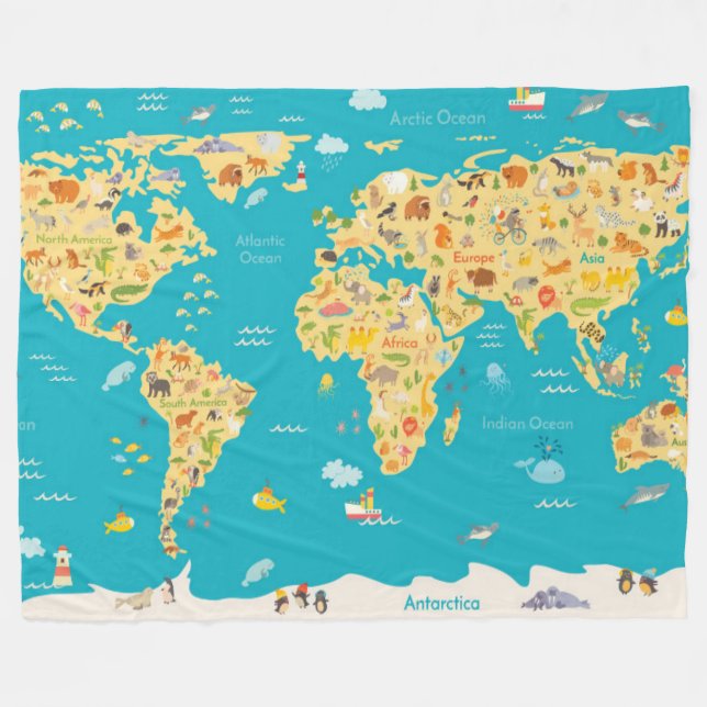 Die Tiere der Welt Fleecedecke (Vorderseite (Horizontal))