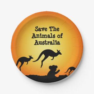 Die Tiere in Australien gerettet Pappteller