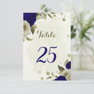 Die Tischnummer ist blau-beige