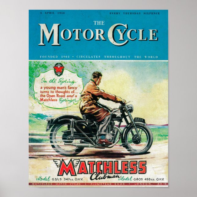 Die Titelseite des Motor Cycle Magazine Poster (Vorne)