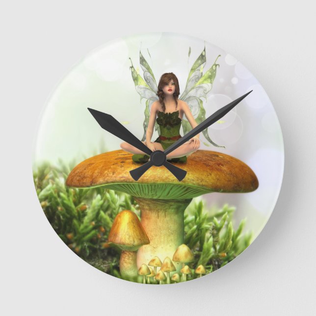 Die Toadstool Fairy Runde Wanduhr (Vorderseite)