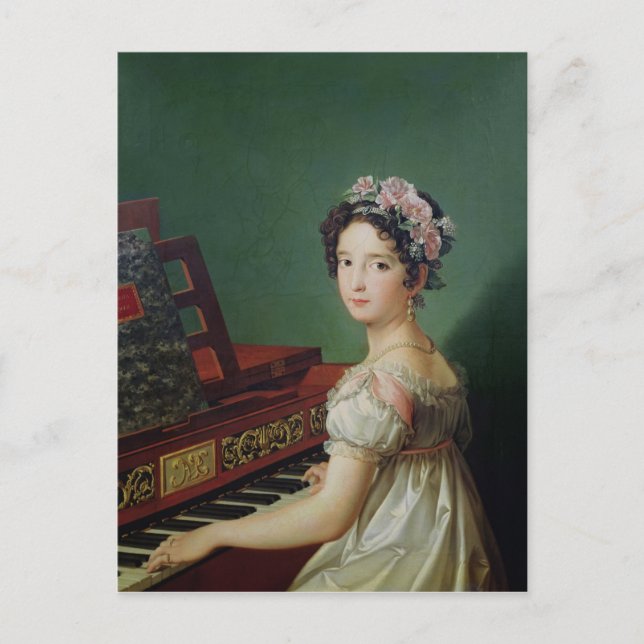 Die Tochter des Künstlers im Clavichord Postkarte (Vorderseite)