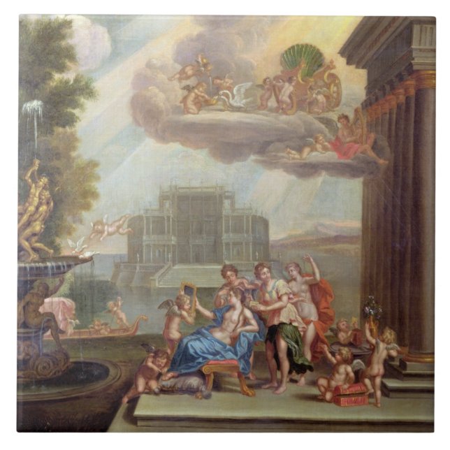 Die Toilette von Venus, 18. Jahrhundert Fliese (Vorderseite)