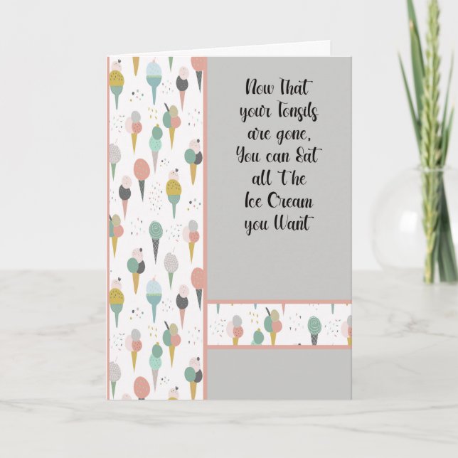 Die Tonsillen werden für Kinder mit Eiscremekons g Dankeskarte (Vorderseite)