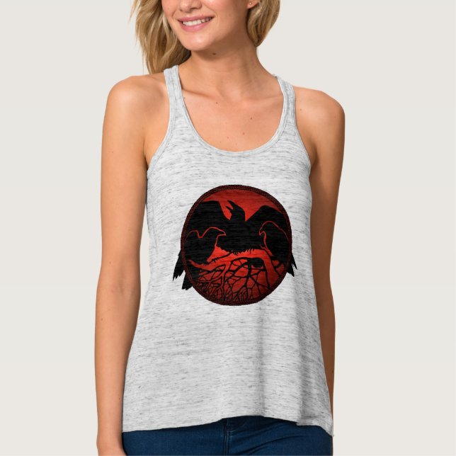 Die Top-Dame der "Raven Tank Top Native Raven Art  (Vorderseite)