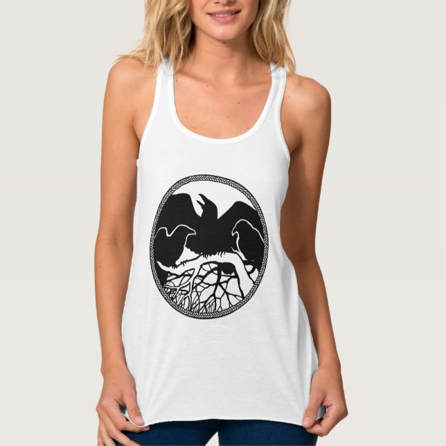Die Top-Dame der "Raven Tank Top Native Raven Art  (Vorderseite)