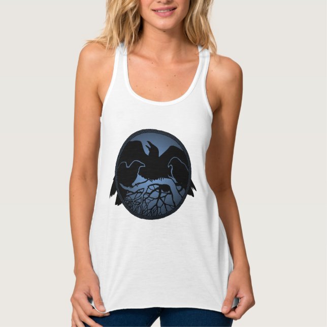 Die Top-Dame der "Raven Tank Top Native Raven Art  (Vorderseite)