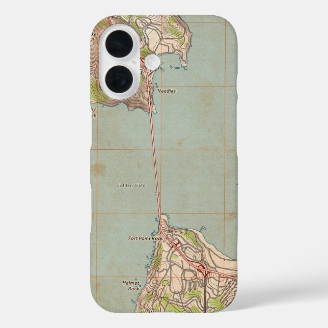 Die topografische Karte des Golden Gate iPhone 16 Hülle (Rückseite)