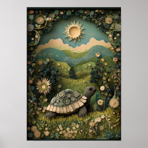 Die Tortoise Sonnige Sommerwaldkunst Poster