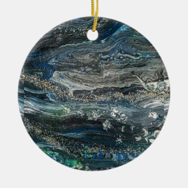 Die Träume der abstrakten Malerei des Ozeans 20 Keramik Ornament (Vorne)