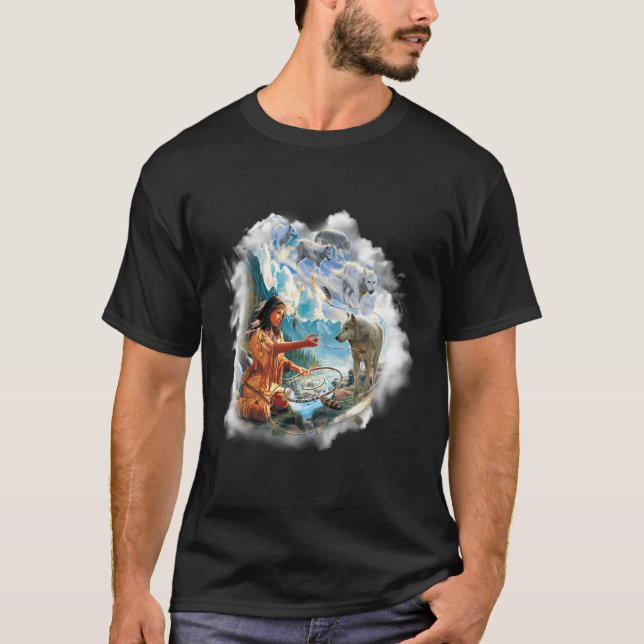 Die Träume der Bergmänner vom Wolf-Ureinwohner Ame T-Shirt (Vorderseite)