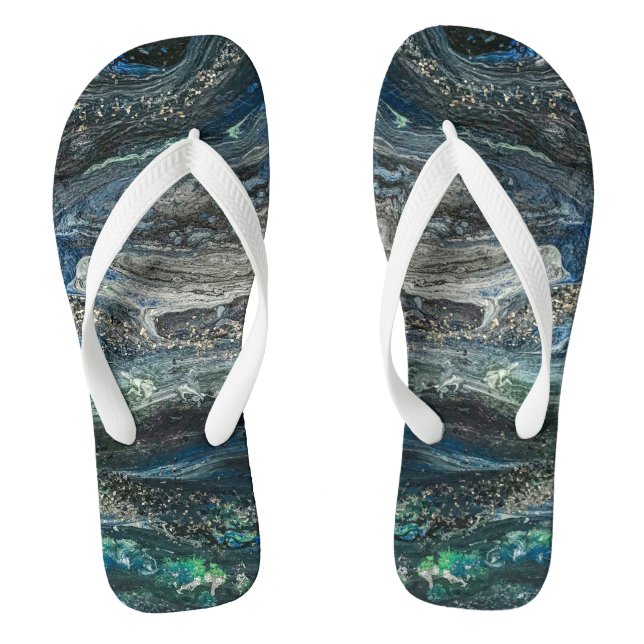 Die Träume des Ozeans 20 abstrakte Gemälde Meeresg Flip Flops (Fußbett)
