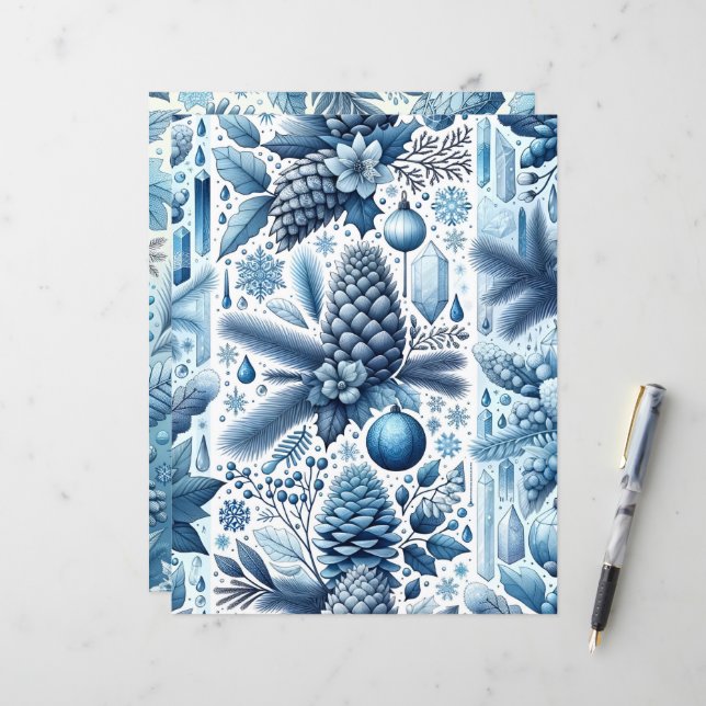 Die Träume eines Blue Winter Scrapbook Paper (Vorderseite/Rückseite Beispiel)