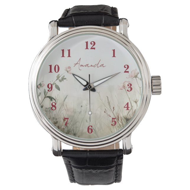 Die traumhafte Aussicht auf Frühlingsblumen Armbanduhr (Vorderseite)