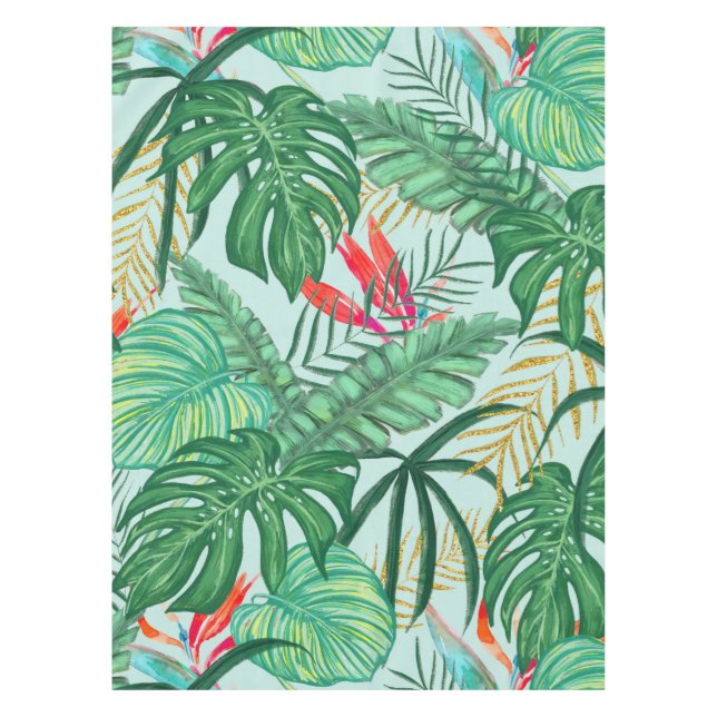 Die Tropen | Jungle Botanischer Vogel des Paradies Tischdecke (Vorderseite)