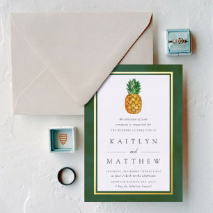 Die Tropical Pineapple Hochzeitskollektion Echt Folieneinladung