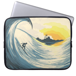 Die tropische Inselwelle und das Surfen bei Sonnen Laptopschutzhülle