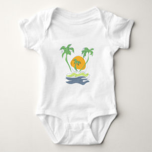 Die tropische Küste der Insel. Kontur Baby Strampler