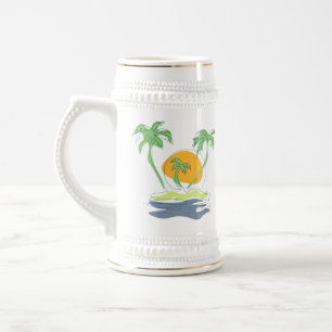 Die tropische Küste der Insel. Kontur Bierglas