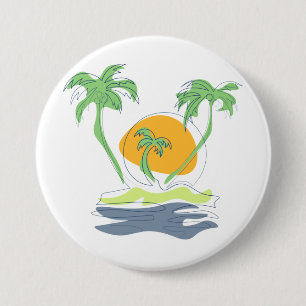 Die tropische Küste der Insel. Kontur Button